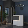 Hanah Home MA102 - 2929 Mesa de Recepción, Blanco y Mármol, 110 cm Ancho x 110 cm Alto x 40 cm Fondo